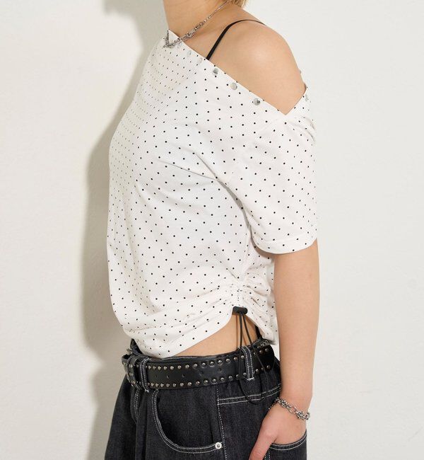  「アソート (カモ柄/ヒョウ柄)/ドット柄)スタッズドロストワンショルTEE」|Tシャツ・カットソー|