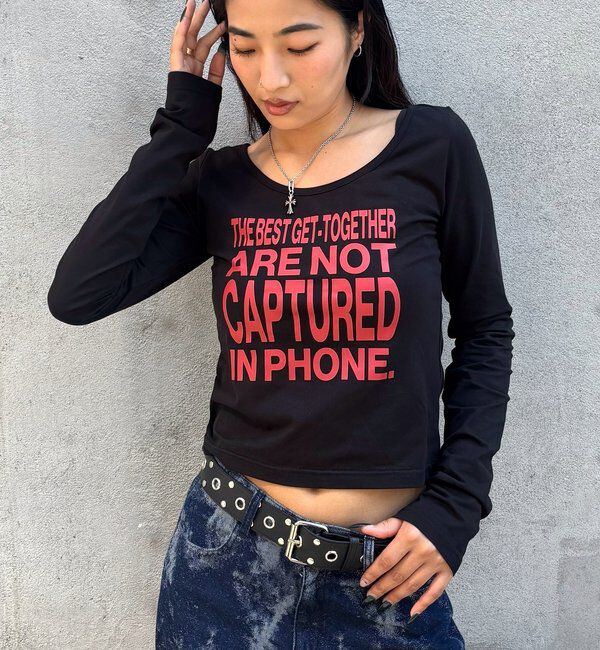  「【WEB限定】MESSAGE TOPS」|Tシャツ・カットソー|ブラック