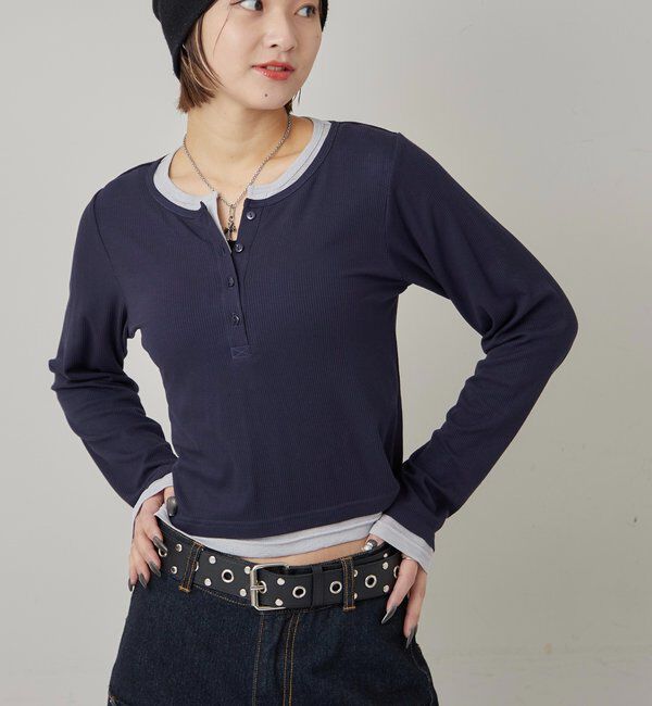  「LAYERED HENLEY TOPS」|Tシャツ・カットソー|