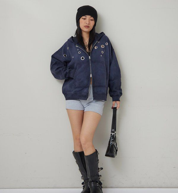  「EYELET ZIP HOODIE」|パーカー|