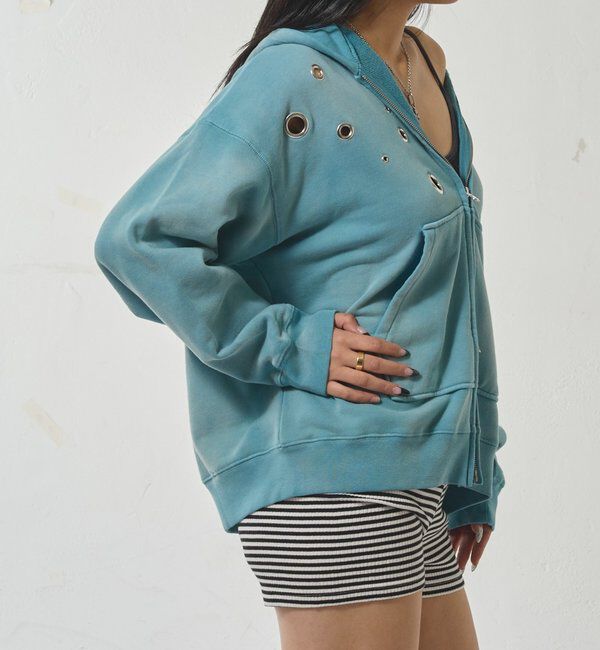  「EYELET ZIP HOODIE」|パーカー|