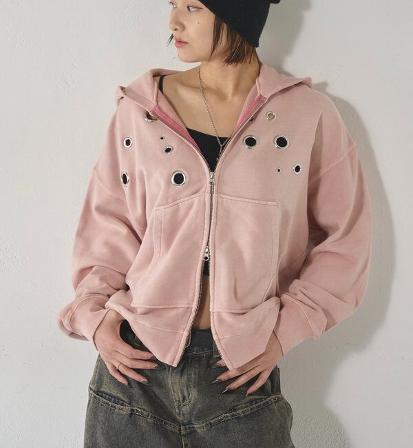  「EYELET ZIP HOODIE」|パーカー|