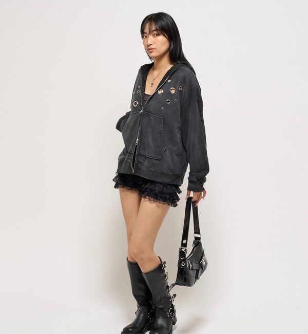  「EYELET ZIP HOODIE」|パーカー|