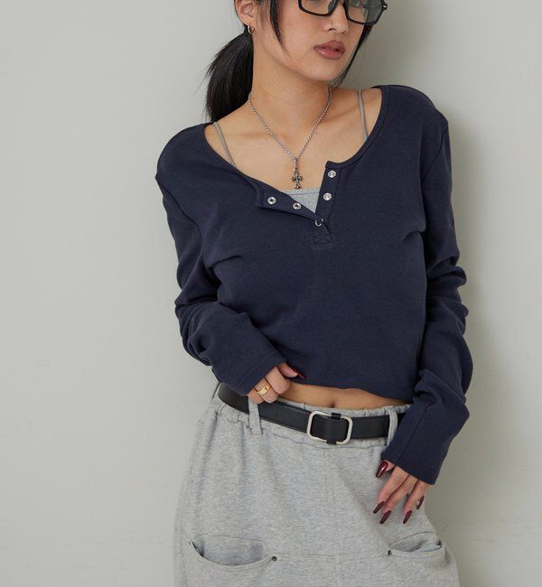  「RING DOT L/S TOPS」|Tシャツ・カットソー|ネイビー