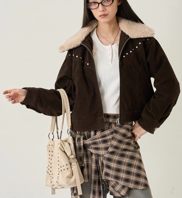  「BOA COLLAR STUDDED SUEDE BLOUSON」|ブルゾン・スタジャン|