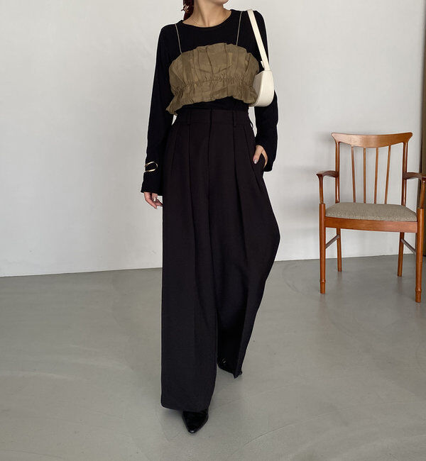  「【累計2万本突破！】【低身長・高身長サイズあり】2タックワイドパンツ」|チノ|