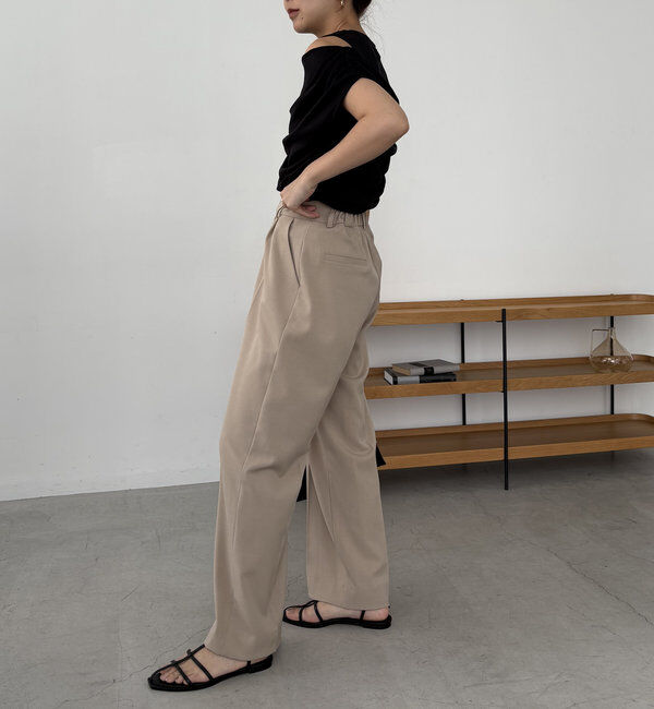  「【即完につき再入荷/新色ブラウン】アシメギャザーTシャツ」|Tシャツ・カットソー|