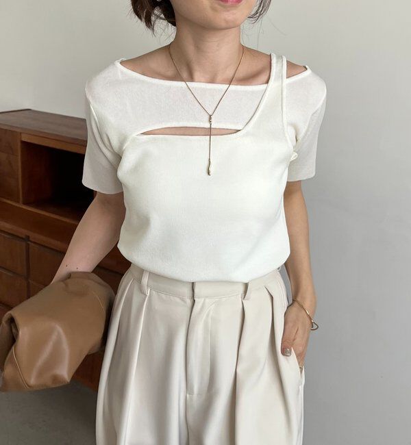  「クロスレイヤード半袖ニット」|ニット・セーター|