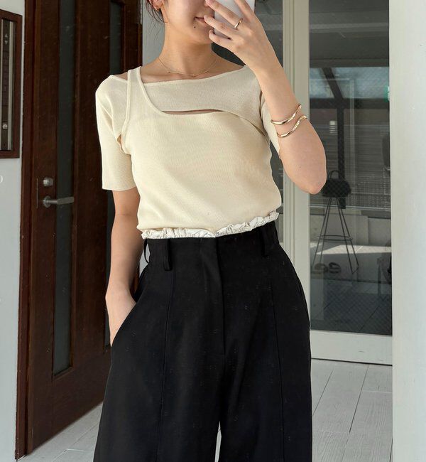  「クロスレイヤード半袖ニット」|ニット・セーター|