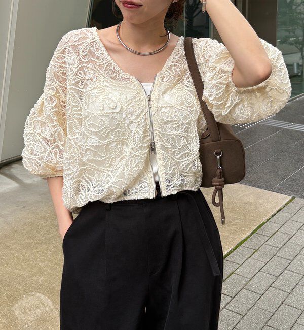  「【晩夏の羽織におすすめ】コードレースジップブルゾン」|ブルゾン・スタジャン|