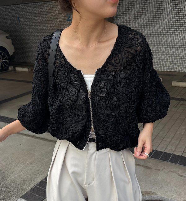  「【晩夏の羽織におすすめ】コードレースジップブルゾン」|ブルゾン・スタジャン|