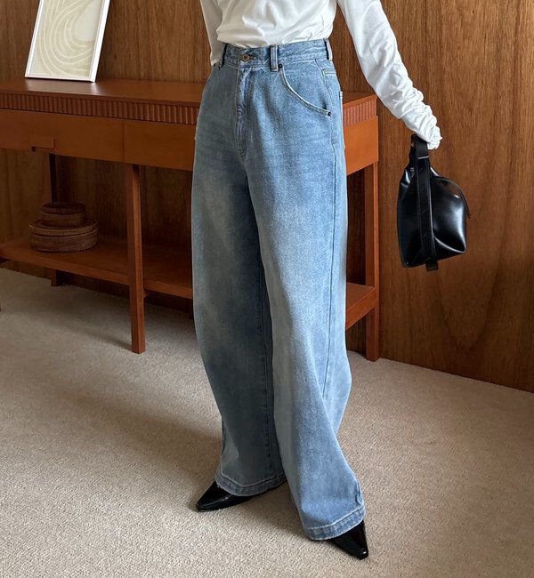  「【3サイズ展開】ストレートルーズデニム」|デニム|