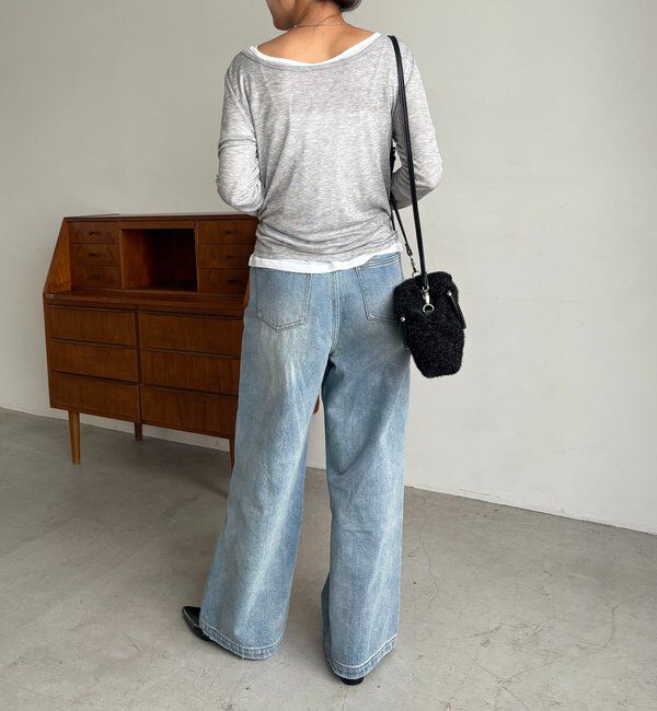  「【前後2WAY】2WAYボートネックシアーロンT」|Tシャツ・カットソー|