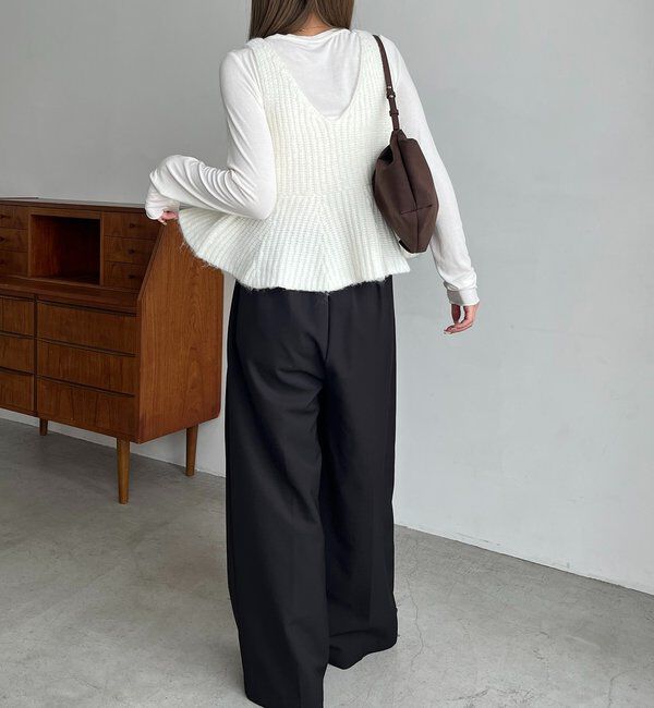  「【ロングシーズン着用可能】Vネックフレアキャミ」|ニット・セーター|
