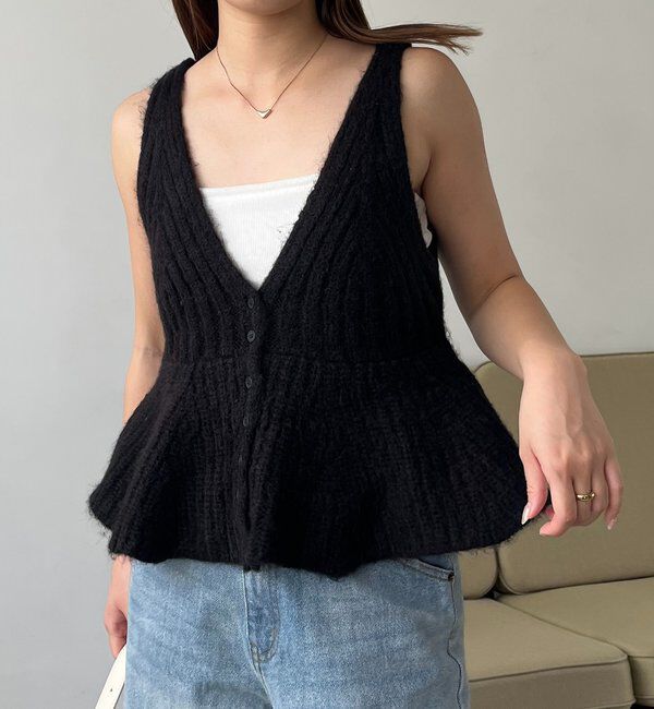  「【ロングシーズン着用可能】Vネックフレアキャミ」|ニット・セーター|