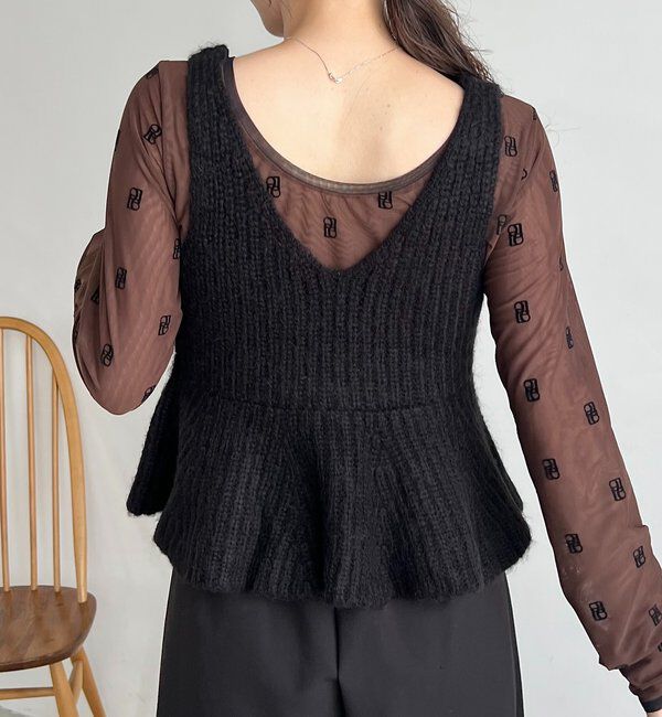  「【ロングシーズン着用可能】Vネックフレアキャミ」|ニット・セーター|