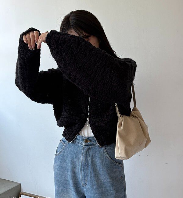  「【LE'MAGE&times;gemeilコラボ】スラブジップカーディガン」|カーディガン|