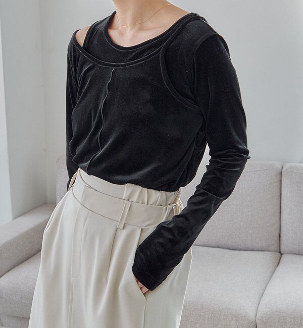  「レイヤードベロアTシャツ」|Tシャツ・カットソー|