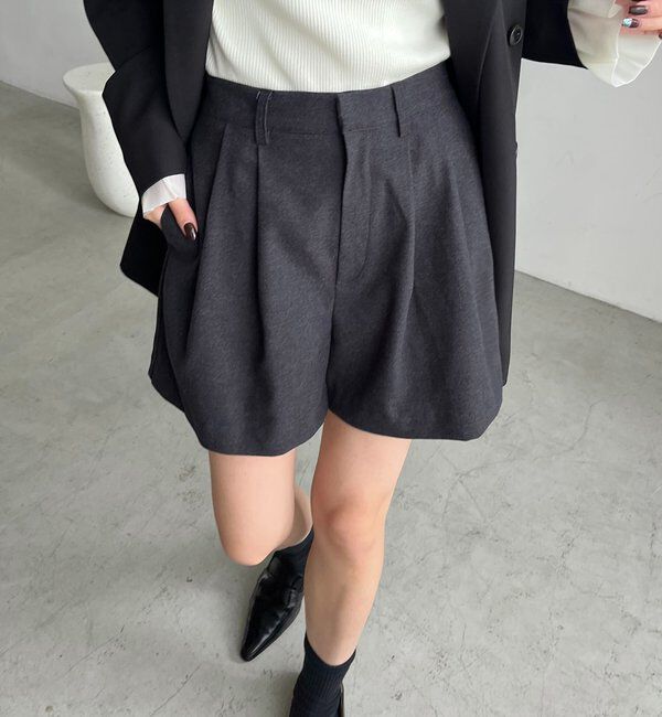  「ピーチタッチショートパンツ」|チノ|チャコールグレー