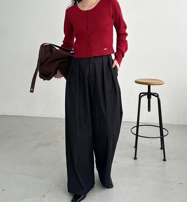  「【新色/オフホワイト】【前後2WAY】カーブスリーブリブニット」|カーディガン|