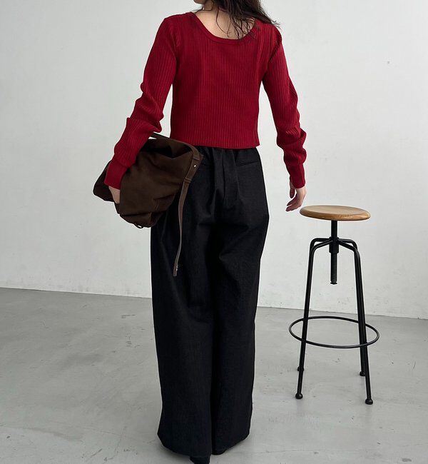  「【新色/オフホワイト】【前後2WAY】カーブスリーブリブニット」|カーディガン|