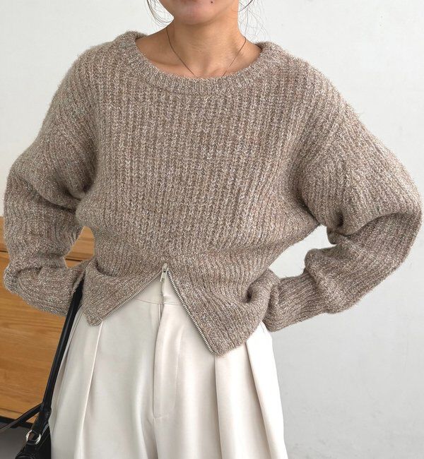  「裾ジップラメプルオーバー」|ニット・セーター|