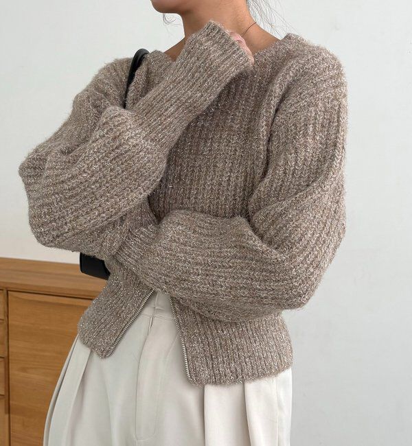  「裾ジップラメプルオーバー」|ニット・セーター|