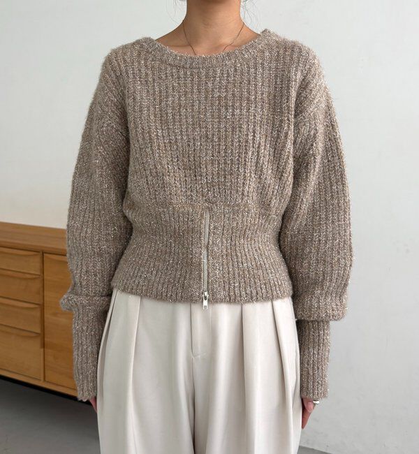  「裾ジップラメプルオーバー」|ニット・セーター|