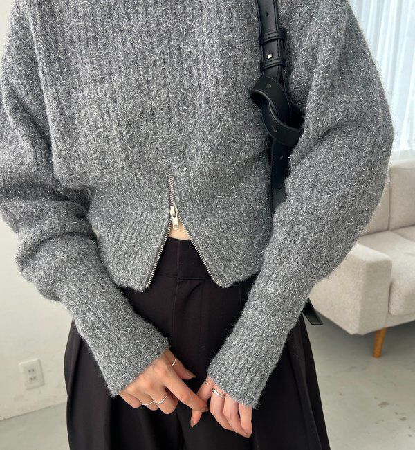  「裾ジップラメプルオーバー」|ニット・セーター|