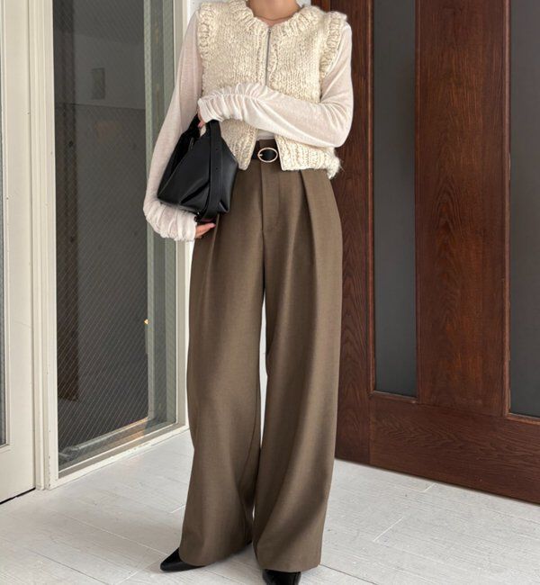  「【前後2WAY】テンセルウール袖ギャザーロンT」|Tシャツ・カットソー|