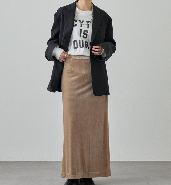  「【新色登場】【セットアップ対応】ベロアタイトスカート」|スカート|