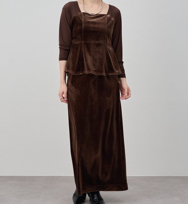  「【新色登場】【セットアップ対応】ベロアタイトスカート」|スカート|