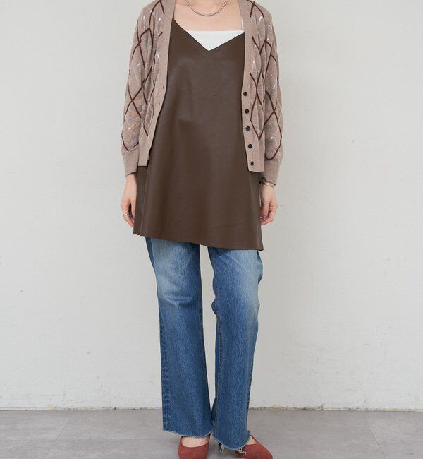  「《レイヤードにも◎》レザーチュニックキャミ」|シャツ・ブラウス|