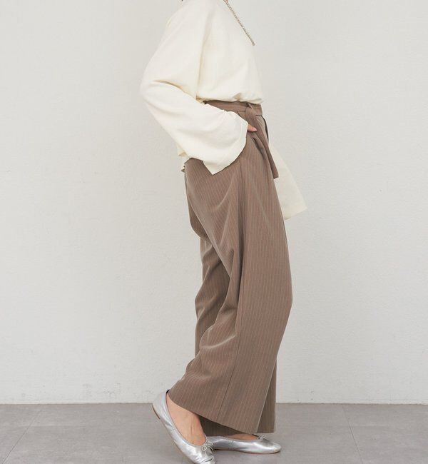  「ダブルタックストライプワイドパンツ」|チノ|