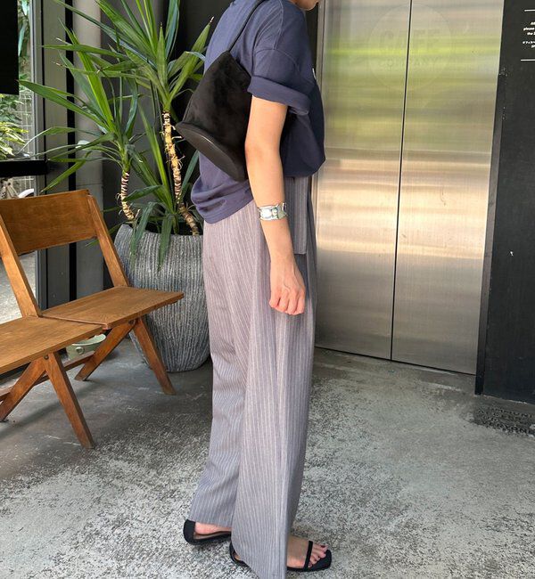  「ダブルタックストライプワイドパンツ」|チノ|