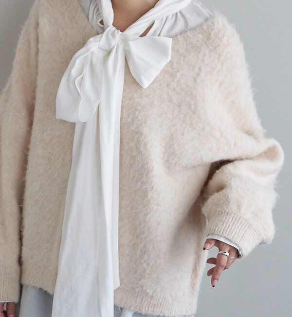  「【4色展開】【着映えニット】シャギーＶネックプルオーバー」|ニット・セーター|