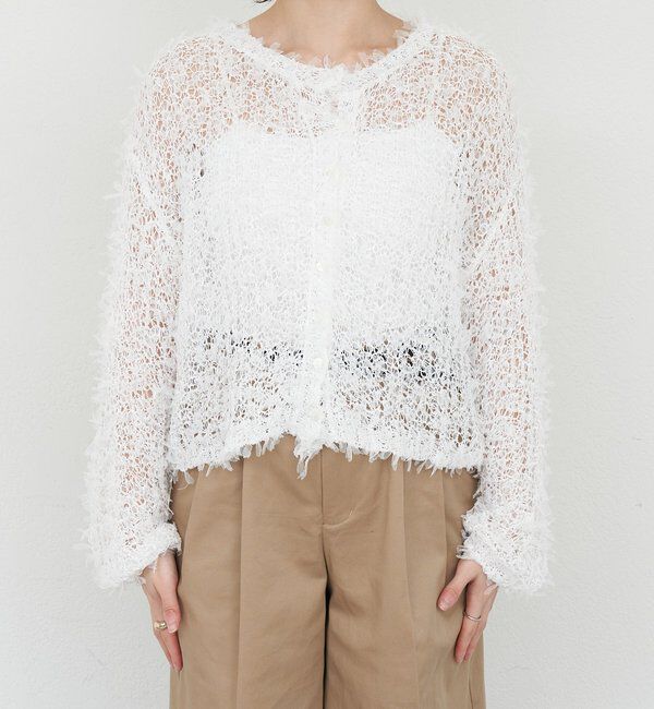  「【26SS予約】チュールヤーンネップカーディガン」|カーディガン|