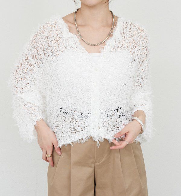  「【26SS予約】チュールヤーンネップカーディガン」|カーディガン|