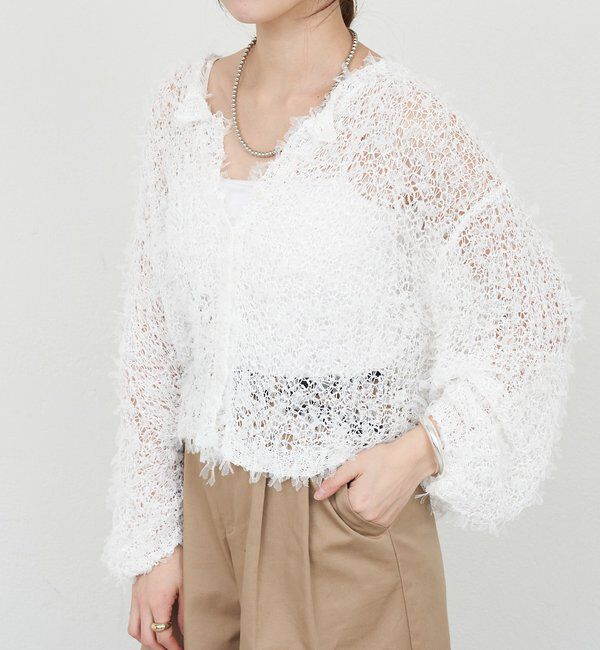  「【26SS予約】チュールヤーンネップカーディガン」|カーディガン|