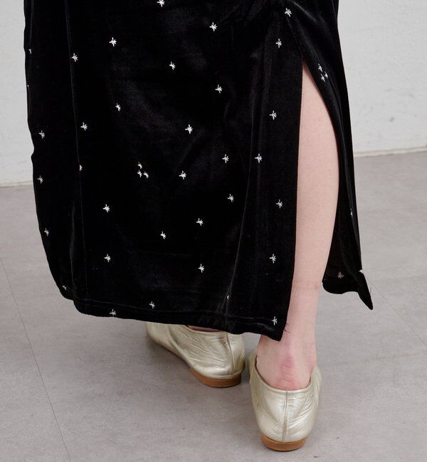  「ベロア刺繍ワンピース」|ワンピース|