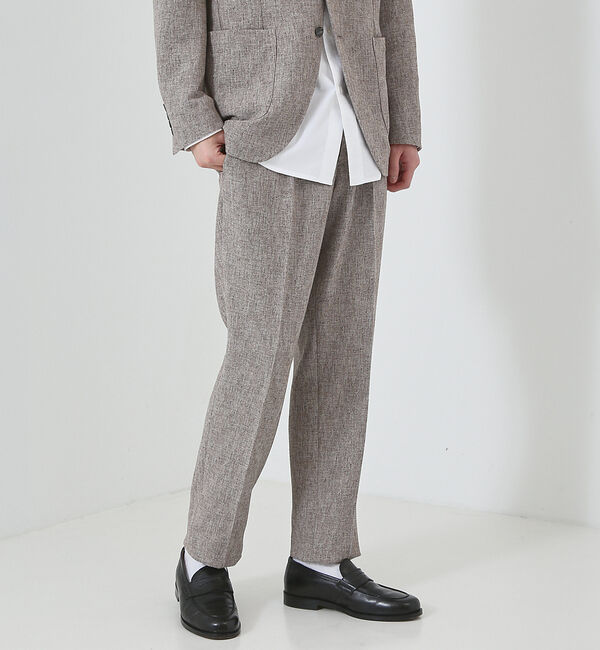 ABAHOUSE「【FLEX PANTS】サマー ミックス ツイードライク パンツ」|スラックス|ライトブラウン
