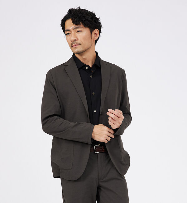 ABAHOUSE「【セットアップ対応/接触冷感】ハイブリット リラックス ジャケット」|テーラードジャケット|ダークブラウン