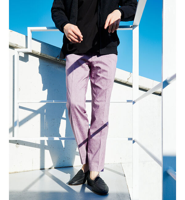 ABAHOUSE「【セットアップ対応】ソロストレッチ リネン テーパード パンツ / スラックス」|スラックス|パープル系その他1