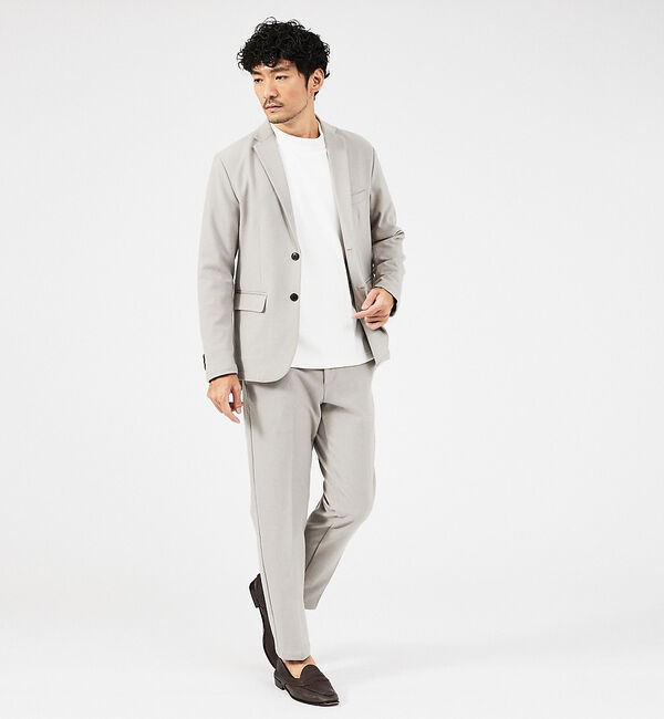 ABAHOUSE「【上下2点セット】カシミヤタッチ ピーチ起毛 ストレッチ セットアップ/スーツ」|スーツ|グレージュ