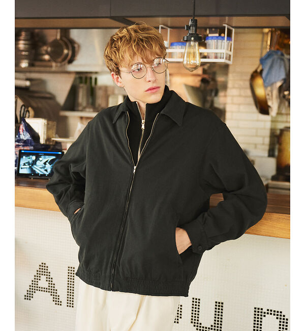 ABAHOUSE「オーバーダイ コットン ZIPブルゾン / オーバーサイズ」|ブルゾン・スタジャン|ブラック