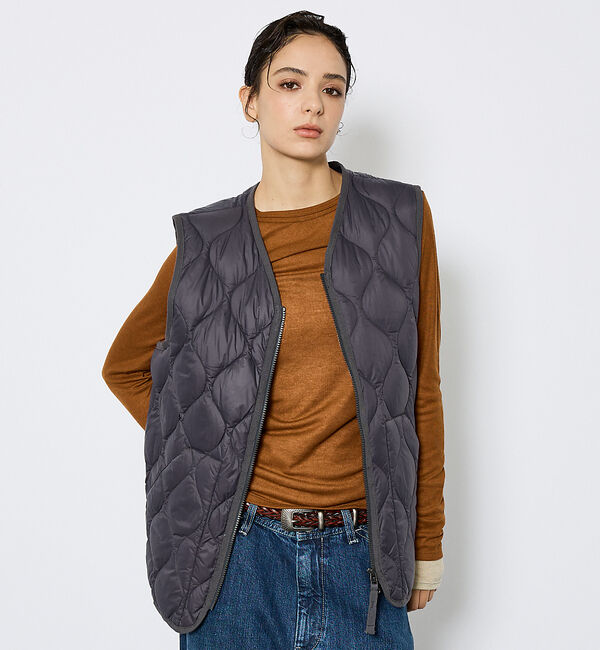 ABAHOUSE「【TAION/タイオン】ミリタリー VネックWジップ ダウンベスト-ソフトシェル」|ダウンベスト・ベスト|