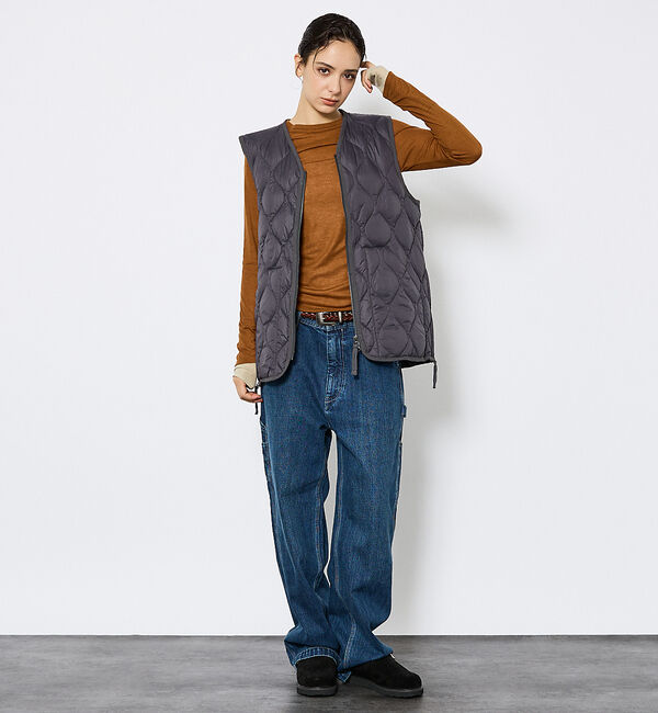 ABAHOUSE「【TAION/タイオン】ミリタリー VネックWジップ ダウンベスト-ソフトシェル」|ダウンベスト・ベスト|