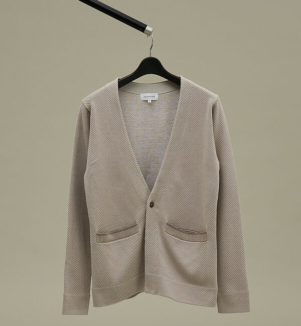 ABAHOUSE「バイアスジャガード 1ボタン カーディガン」|カーディガン|
