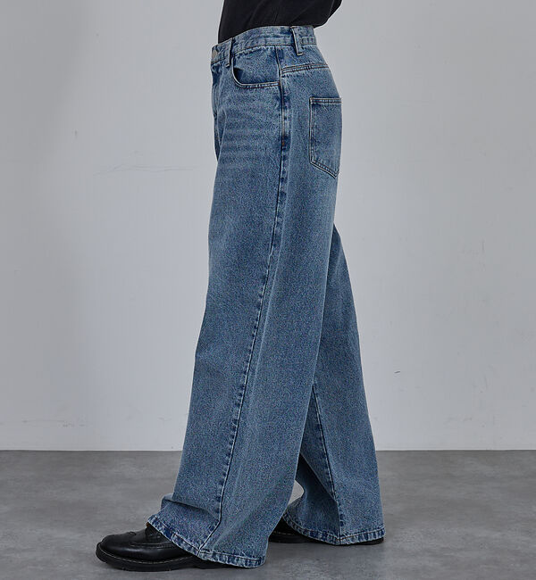 ABAHOUSE「【AH ABAHOUSE】ブラスト ワイドバギー デニムパンツ / セットアップ」|デニム|