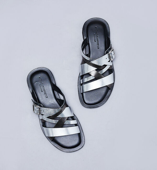 alfredoBANNISTER「マルチクロス レザーサンダル」|サンダル|シルバー